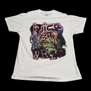 Juice WRLD Rapper Hip Hop Graphic Print White Shirt Men's XL‎ (Fits Large) FLAW
